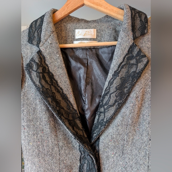 Y2K Women's Blazer with Lace Trim Size Medium Office Chic Career Work - Picture 4 of 7